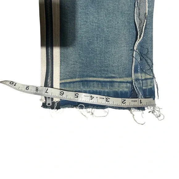 MNML M1 Stretch Denim Cargo Jeans Blue Zipper Distressed Men Size 33 Cargo